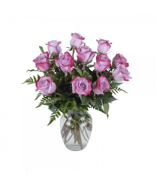 The 12 pink roses bouquet